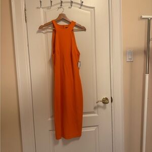 BRAND NEW Simons Vibrant Orange Halter Midi Dress